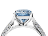 White gold Fancy Blue Princess  Solitaire Pavé Diamond Engagement Ring with Four-Prong Setting_180