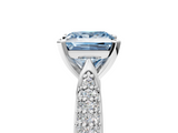 White gold Fancy Blue Princess  Solitaire Pavé Diamond Engagement Ring with Four-Prong Setting_182