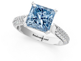 White gold Fancy Blue Princess  Solitaire Pavé Diamond Engagement Ring with Four-Prong Setting_190