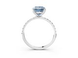White gold Fancy Blue Princess  Solitaire Pavé Diamond Engagement Ring with Four-Prong Setting_28