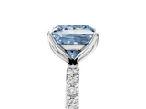White gold Fancy Blue Princess  Solitaire Pavé Diamond Engagement Ring with Four-Prong Setting_30