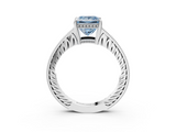White gold Fancy Blue Princess  Solitaire Pavé Diamond Milgrain Engagement Ring with Four-Prong Setting_6