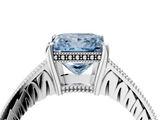 White gold Fancy Blue Princess  Solitaire Pavé Diamond Milgrain Engagement Ring with Four-Prong Setting_7