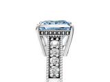 White gold Fancy Blue Princess  Solitaire Pavé Diamond Milgrain Engagement Ring with Four-Prong Setting_8