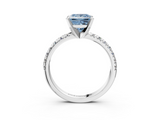White gold Fancy Blue Princess  Solitaire Pave Diamond Engagement Ring with Four-Prong Setting_244