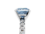 White gold Fancy Blue Princess  Solitaire Pave Diamond Engagement Ring with Four-Prong Setting_251