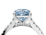 White gold Fancy Blue Princess  Solitaire Pave Diamond Engagement Ring with Prong Setting_24