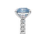 White gold Fancy Blue Princess  Solitaire Pave Diamond Engagement Ring with Prong Setting_25