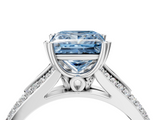 White gold Fancy Blue Princess  Solitaire Pave Split Shank Engagement Ring with Six-Prong Setting_93
