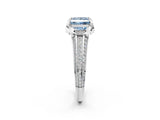 White gold Fancy Blue Princess  Solitaire Pave Split Shank Ring with Four-Prong Setting_107