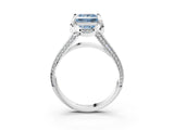 White gold Fancy Blue Princess  Solitaire Pave Split Shank Ring with Four-Prong Setting_108