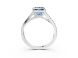 White gold Fancy Blue Princess  Solitaire Split Shank Pavé Diamond Engagement Ring_423