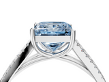 White gold Fancy Blue Princess  Solitaire Split Shank Pavé Diamond Engagement Ring_424