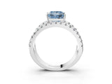 White gold Fancy Blue Princess  Solitaire Split Shank Pave Diamond Ring_51