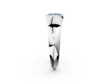 White gold Fancy Blue Princess  Solitaire Tension Set Diamond Ring with Wide Band_22