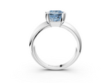 White gold Fancy Blue Princess  Solitaire Tension Set Diamond Ring with Wide Band_23