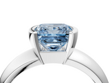 White gold Fancy Blue Princess  Solitaire Tension Set Diamond Ring with Wide Band_24