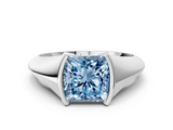 White gold Fancy Blue Princess  Solitaire Tension Set Diamond Ring_19