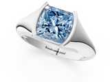 White gold Fancy Blue Princess  Solitaire Tension Set Diamond Ring_21