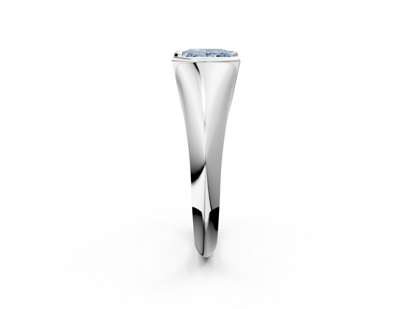 Platinum Fancy Blue Princess  Solitaire Tension Set Diamond Ring