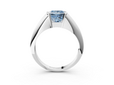 White gold Fancy Blue Princess  Solitaire Tension Set Diamond Ring_23