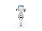 White gold Fancy Blue Princess  Solitaire Twist Band Pavé Diamond Engagement Ring_52