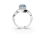 White gold Fancy Blue Princess  Solitaire Twist Band Pavé Diamond Engagement Ring_53