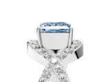 White gold Fancy Blue Princess  Solitaire Twist Band Pavé Diamond Engagement Ring_55