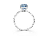 White gold Fancy Blue Princess  Solitaire Twist Band Ring with Four-Prong Setting_143