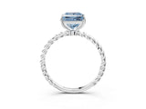 White gold Fancy Blue Princess  Solitaire Twist Band Ring with Four-Prong Setting_15