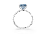 White gold Fancy Blue Princess  Solitaire Twist Band Ring with Four-Prong Setting_17