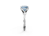 White gold Fancy Blue Princess  Solitaire Twist Band Six-Prong Setting 2