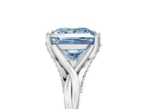 White gold Fancy Blue Princess  Solitaire Twist Band Six-Prong Setting 5