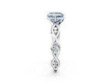 White gold Fancy Blue Princess  Solitaire Twist Band with Leaf Prong Setting 2