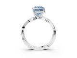 White gold Fancy Blue Princess  Solitaire Twist Band with Pavé Accents and Four-Prong Setting_23