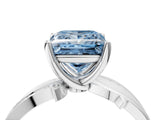 White gold Fancy Blue Princess  Solitaire Twist Band with Pavé Accents and Four-Prong Setting_24