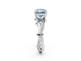 White gold Fancy Blue Princess  Solitaire Twist Band with Pavé Accents and Four-Prong Setting_27