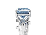White gold Fancy Blue Princess  Solitaire Twist Band with Pavé Accents and Four-Prong Setting_30