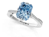 White gold Fancy Blue Princess  Solitaire Twist Band with Pavé Diamonds and Four-Prong Setting_66