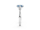 White gold Fancy Blue Princess  Solitaire Twist Band with Pavé Diamonds and Four-Prong Setting_67