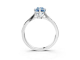 White gold Fancy Blue Princess  Solitaire Twist Band with Pavé Diamonds and Four-Prong Setting_68