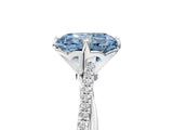 White gold Fancy Blue Princess  Solitaire Twist Band with Pavé Diamonds and Four-Prong Setting_70