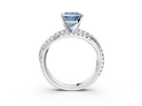 White gold Fancy Blue Princess  Solitaire Twist Band with Pavé Setting and Four-Prong Setting_111