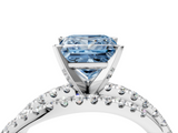 White gold Fancy Blue Princess  Solitaire Twist Band with Pavé Setting and Four-Prong Setting_112