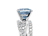 White gold Fancy Blue Princess  Solitaire Twist Band with Pavé Setting and Four-Prong Setting_115