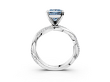 White gold Fancy Blue Princess  Solitaire Twist Band with Pave Prong Setting_44