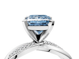 White gold Fancy Blue Princess  Solitaire Twist Band with Pave Prong Setting_45