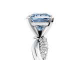 White gold Fancy Blue Princess  Solitaire Twist Band with Pave Prong Setting_46