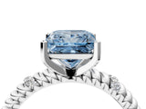 White gold Fancy Blue Princess  Solitaire Twisted Band Prong Set Engagement Ring_65