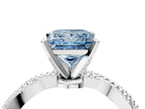 White gold Fancy Blue Princess  Solitaire Twisted Band with Bead Prong Setting_332